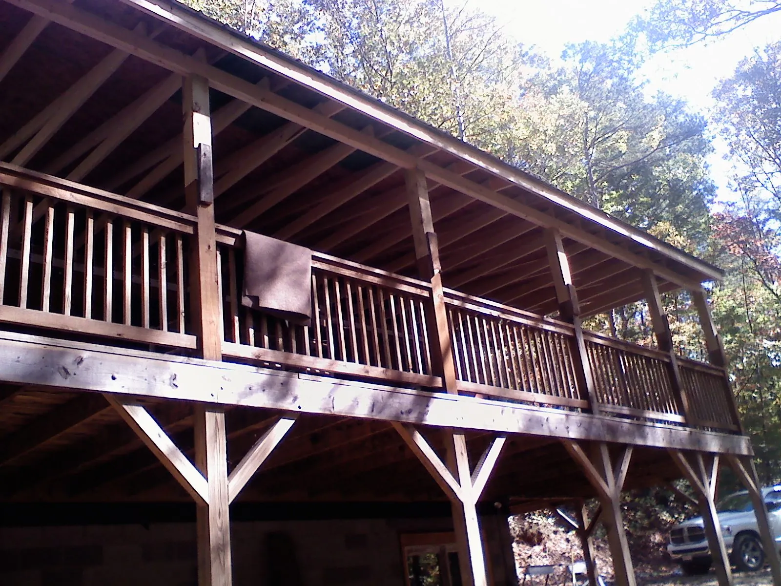 Timber framing under a new elevated porch and deck — Roof Leak Repair in Luthersburg by Roofing Brothers